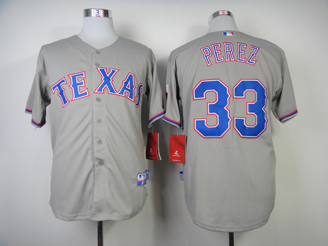 Men Texas Rangers 33 Perez Grey MLB Jerseys